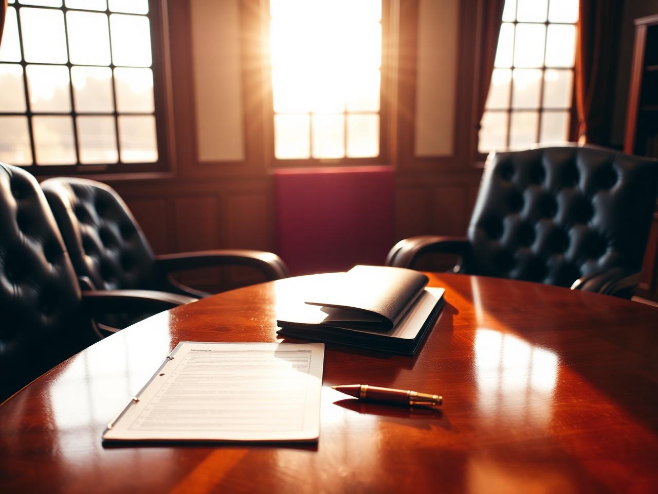 Law office consultation table prepared for a client meeting